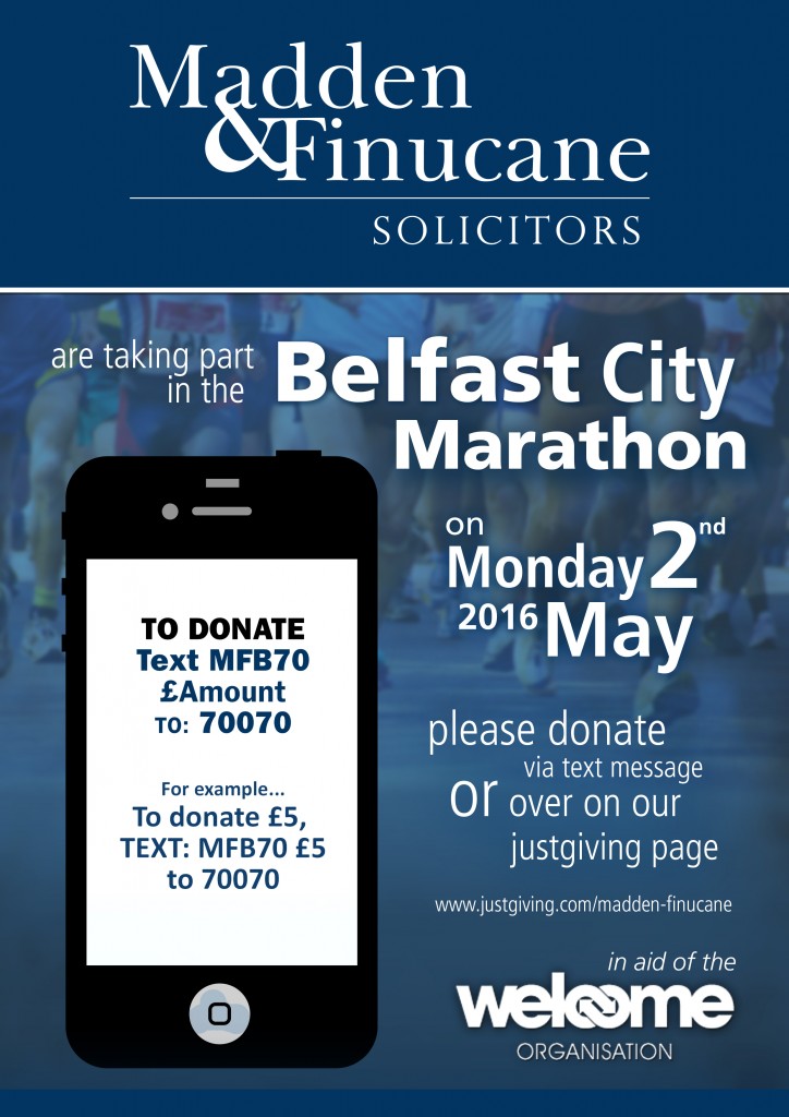 Madden & Finucane are running the Belfast Marathon for Homeless Belfast