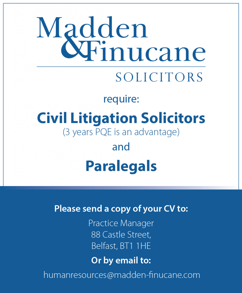 Job opportunities at Madden & Finucane Solicitors