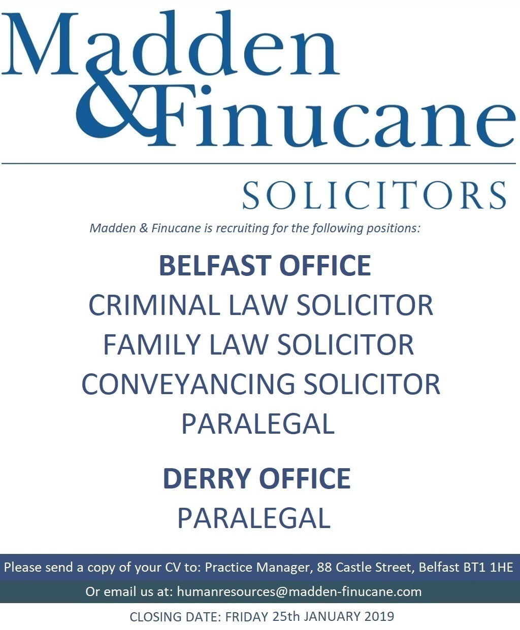 Job Opportunities at Madden & Finucane Solicitors