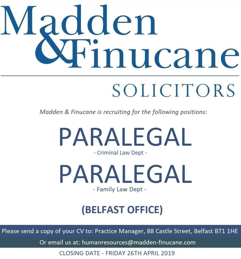 Paralegal Job Opportunities at Madden & Finucane Solicitors