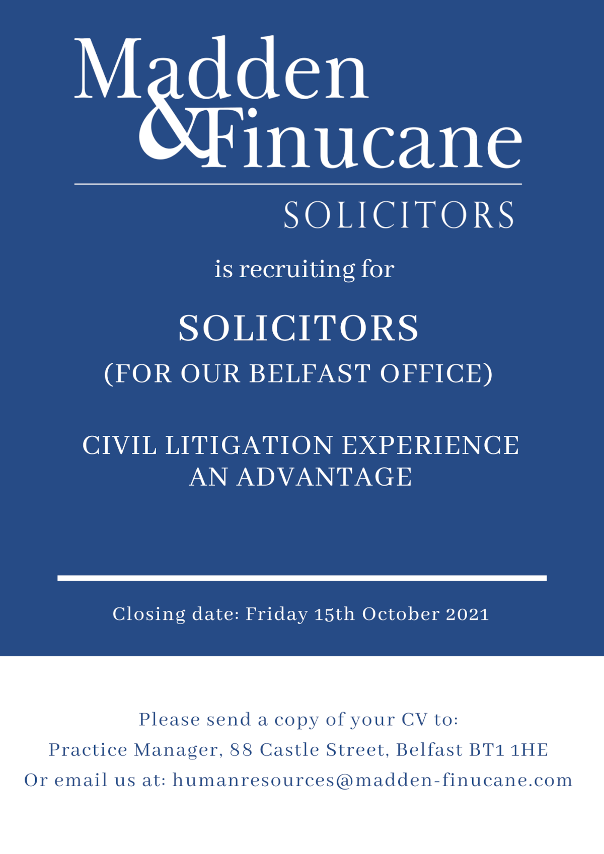 Solicitor Job Opportunities at Madden & Finucane Solicitors
