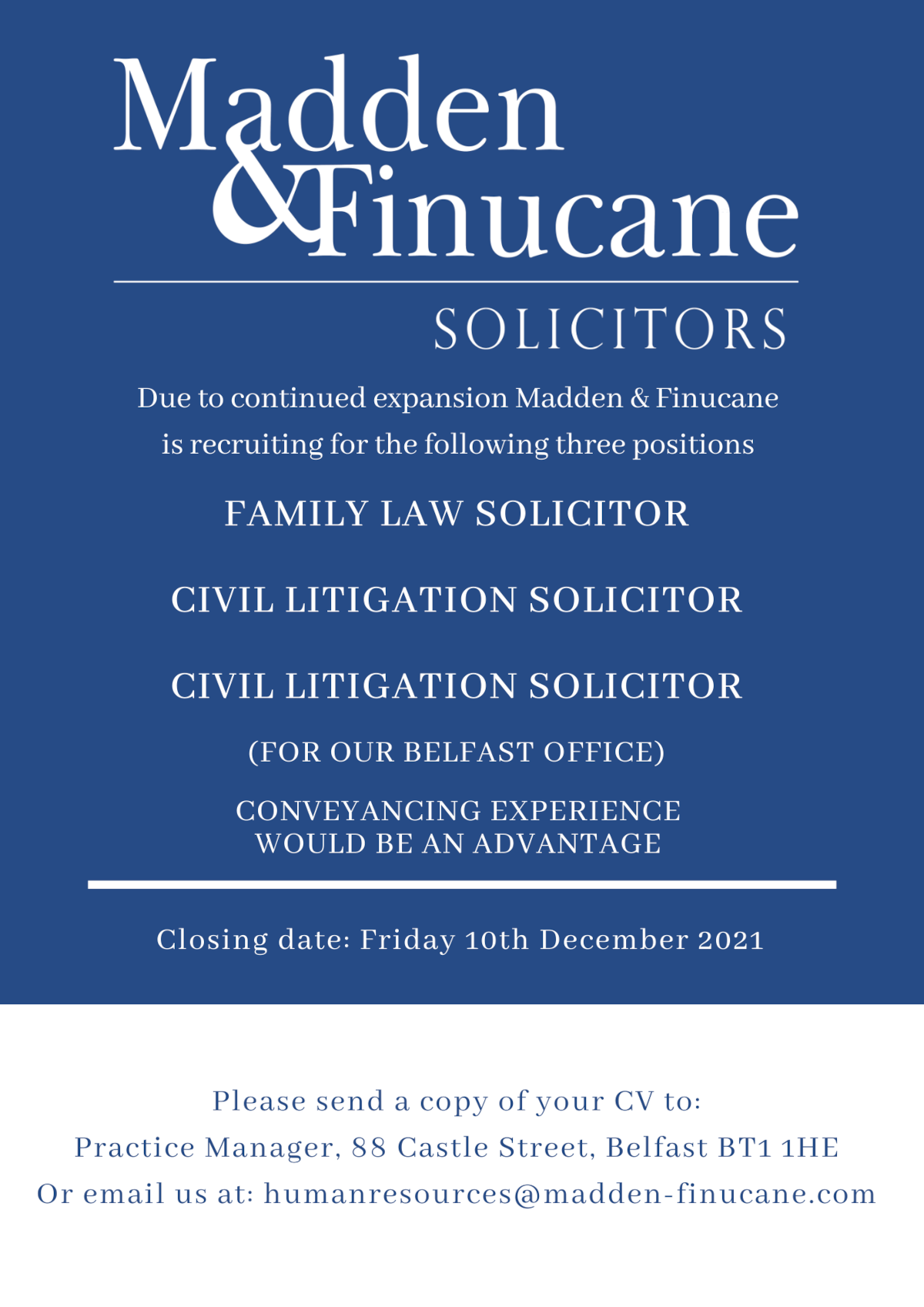 Solicitor Job Opportunities at Madden & Finucane